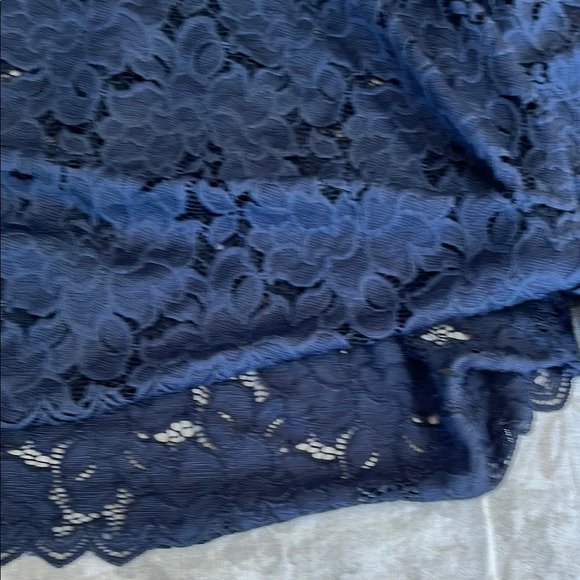 Free People are Lace Ruffled Blue Long Sleeve Blouse Scalloped Edge - Picture 13 of 16